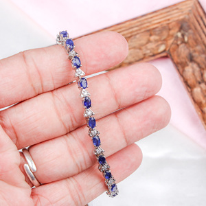 Best Quality Natural Kyanite With Cubic Zircon 925 Sterling <b>Silver</b> <b>Bracelet</b> Handmade Designer <b>Silver</b> Jewelry Wholesaler - Product Image 4