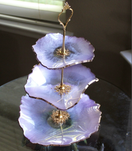 Soporte de resina epoxi para Tartas artísticas con barra dorada brillante, decora tu mesa de comedor de la India - Product Image 2