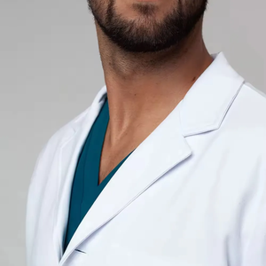 Blouse de laboratoire en coton blanc avec manches longues Style classique longueur genou et poches pour hôpital médical et professionnel de laboratoire - Product Image 5