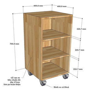 TCN68026 Natural Wood 3-Drawer Mobile Personal <b>Locker</b> for <b>Storage</b> - Product Image 4