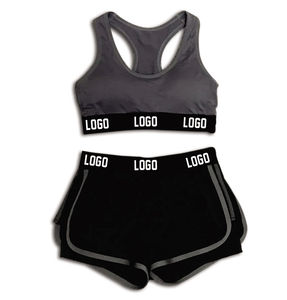 2025 nuevo conjunto de Yoga sólido para mujer para gimnasio, Fitness, deportes, Yoga, antibacteriano, transpirable, 2 piezas, sujetador y pantalones cortos de Yoga de alta calidad - Product Image 4