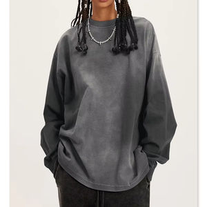 เสื้อยืดผู้ชายหรูหราแบบวินเทจแอซิดผ้าฝ้าย100% มีฮู้ดไหล่ลายพิมพ์ซีดจางลงพิมพ์ลายเฮฟวี่เวท - Product Image 3