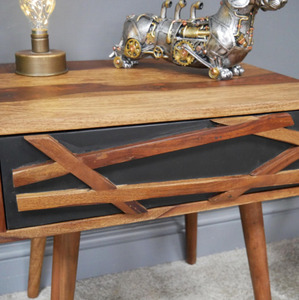 Kusum Art Modern Luxury Personalizado Madera maciza Artesanía hecha a mano Mesita de noche plegable Mesita de noche Entrada de hospital Dormitorio - Product Image 3