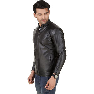 Chaqueta de hombre de cuero PU de alta calidad para primavera otoño personalizada cuello levantado sólido moda alta calidad buen diseño - Product Image 2