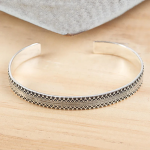 Bracelet manchette en argent fin signé fait main, argent sterling 925, bijoux bohèmes pour femmes, idée cadeau tendance, vente en gros - Product Image 4