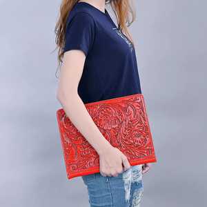 Western Tooled Leather <b>Folder</b> Binding Paper Organizer Portfolio A4 Customized Leather Document Portfolio <b>File</b> - Product Image 6