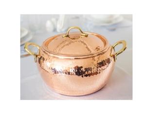 เครื่องอุ่นอาหารหม้อปรุงอาหารแบบทำมือสุดหรูแบบทันสมัยทำด้วยมือโลหะทุบทองแดงพร้อมฝาปิดสำหรับห้องครัวและร้านอาหาร - Product Image 1