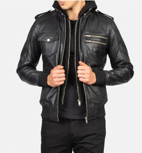 2007-2026 Model Men's Blue Leather <b>Bomber</b> <b>Jackets</b> New Fashion Coats <b>Jackets</b> Eco-Friendly Breathable Windproof <b>Vintage</b> <b>Jacket</b> - Product Image 3