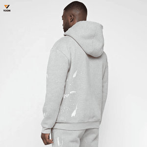 OEM Ensemble de 2 pièces éclaboussures de peinture lourde de couleur unie avec logo personnalisé Survêtement Pull Vintage pour hommes - Product Image 4
