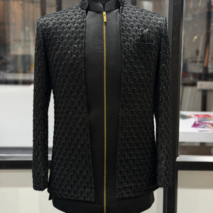 Men’s Luxury Black Bandhgala <b>Jacket</b> Embroidered Indo Western Blazer for Wedding & Reception Wear Embroidered Indo Western Outfit - Product Image 1