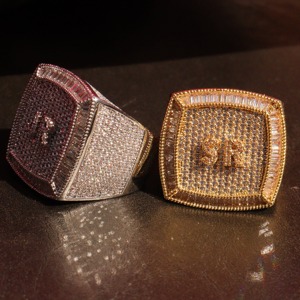 Top Seller GRA Certified VVS Moissanite Diamond Gold Plated 925 Sterling <b>Silver</b> Iced Out Initial Statement <b>Ring</b> For <b>Men</b> Supplier - Product Image 5