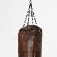 Sac de frappe de boxe professionnel en cuir véritable personnalisé, robuste, avec chaîne métallique, léger, confortable, 2 pieds de haut, logo couleur, sable