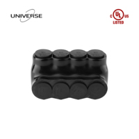   Connecteur de câblage isolé noir à 4 ports, raccord mécanique à double entrée pour fils de cuivre et d'aluminium de 4 AWG-500 Kcmil