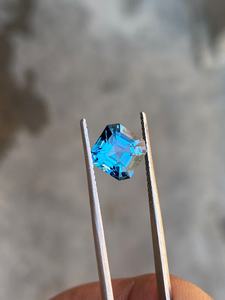 100% Topacio azul cielo Natural forma cuadrada corte Octágono piedra preciosa genuina anillo suelto colgante tamaño joyería hacer piedras preciosas sueltas OEM - Product Image 2