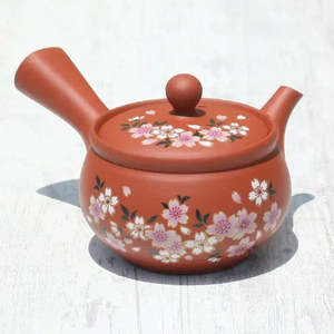Kyusu Red Sakura Teapot with Lid and Handle Classic Tokoname Ware Water Kettle for Gifts and Drinkware - Product Image 1