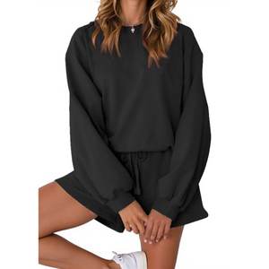 Ensembles de pyjama pour femmes tenues deux pièces sweats à manches longues ensembles de salon hauts et shorts décontractés tenues d'automne - Product Image 4