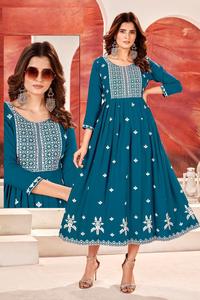 DHL Waja ผ้าเรยอนหลากสีสำหรับผู้หญิงปักลายทำงานสไตล์อินเดียและปากีสถาน - Product Image 3