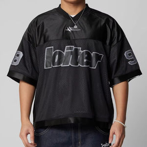 T-shirt de sport pour homme en maille de polyester respirante, coupe ample et surdimensionnée, avec logo personnalisé, impression sérigraphique, taille plus, tricoté court - Product Image 1