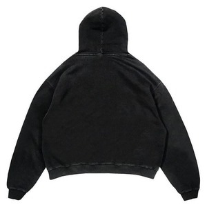 Sudadera con capucha y cremallera para hombre, 100% algodón, de corte holgado, gruesa, impermeable, con bordado personalizado y serigrafía en relieve, de fabricante OEM - Product Image 5