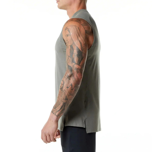 Camiseta sin mangas cómoda hecha a medida para hombre, servicio OEM, transpirable, precio al por mayor, camisetas sin mangas para hombre de colores sólidos - Product Image 2