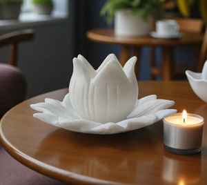 Support de bougie chauffe-plat en marbre blanc fait main de 7 pouces, décoration d'intérieur, autels spirituels, Noël moderne, durable et résistant à la chaleur - Product Image 6