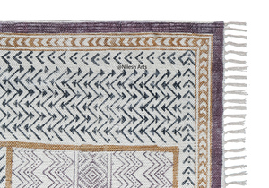 Tapis de travail à bordure en zigzag Tapis d'impression Jaipuri unique pour le salon à la maison et l'utilisation occasionnelle du festival de voiture - Product Image 6