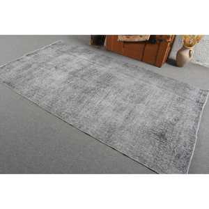Tapis turc 4,7 x 8,4 pieds, tapis oriental vintage en laine gris - Product Image 4