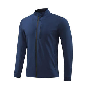 Veste de sport décontractée pour homme avec poche latérale zippée et col montant, couleur unie, logo avant - Product Image 5