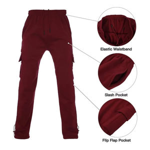 Survêtement cargo pour homme, best-seller, couleur marron, jogging, entraînement, fermeture éclair, surdimensionné, en molleton de coton, avec poche à rabat - Product Image 5