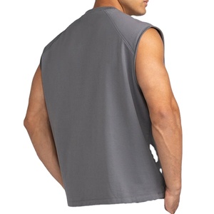 OEM Activewear Sports Gym <b>Singlet</b> Plus Size Longline Fitness Athletic Summer Fit Round Neck Solid Color Custom Logo Tank Top - Product Image 3