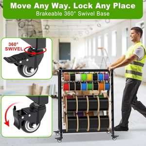 Jh-mech giá đỡ ống cuộn dây 8 thanh hạng nặng có thể điều chỉnh thanh cuộn cáp Công suất 400lb với bánh xe khóa - Product Image 4