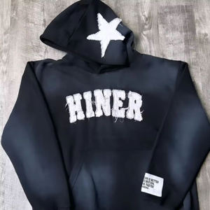 Sudaderas con capucha desgastadas lavadas con ácido térmico personalizadas al por mayor para hombres | Sudadera con capucha térmica vintage extragrande rasgada con bordado - Product Image 2