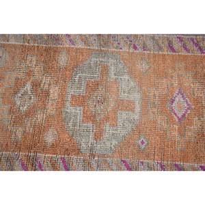 2.5x11.9 ft Vintage <b>Runner</b> <b>Rug</b>, Orange Gray Turkish Camouflage Wool <b>Rug</b> - Product Image 5