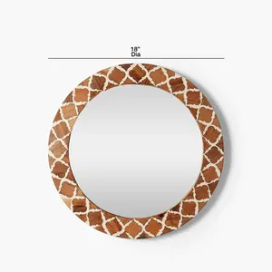 Handmade Low MOQ <b>Vintage</b> Wood and Resin Wall Decorative Round <b>Mirror</b> Customized Manufacturer Wholesaler - Product Image 3