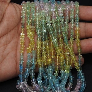 Perles Rondelles Lisses en Pierre Naturelle Aigue-marine Multicolore, Fil de 16 Pouces, 4-5 MM environ, Certifiées par un Certificat Tierce Partie, pour la Fabrication de Bijoux - Product Image 2