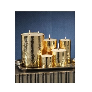 Customized Sizes Colors and Styles Hammered <b>Plain</b> Metal <b>Candle</b> Holders and Jars for Home Decoration Export for India - Product Image 4