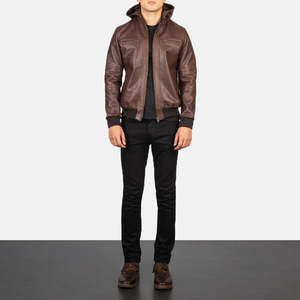 Blouson aviateur réversible en cuir imperméable marron effet peau de vache – Tailles XS à 6XL, enduit et zippé, style universitaire, brodé en PU et Spandex - Product Image 3
