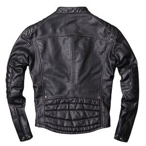 Meilleure vente de veste Letterman en cuir véritable noir enduit sur mesure avec col montant et logo avant pour le service OEM pour hommes - Product Image 4