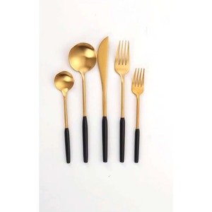 Stainless Steel Flatware Used In Kitchenware Tabletop Cafe Home Long White Handle <b>Gold</b> Color Plated <b>Set</b> Of 5 <b>Cutlery</b> <b>Sets</b> - Product Image 6