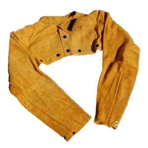 Chaqueta de seguridad de trabajo de cuero de vaca dividida de alta resistencia unisex yugos de soldadura Amarillos y azules para soldadores Protección cómoda - Product Image 1