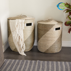 Chic Handmade Vietnamese <b>SEAGRASS</b> <b>LAUNDRY</b> <b>BASKET</b> Modern and Practical <b>Laundry</b> Organizer Many Sizes Customization - Product Image 3