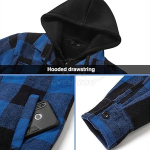 Sweat à capuche en flanelle pour homme avec poche sur le devant et cordons de serrage réglables, matière douce et confortable - Product Image 3