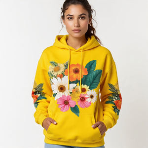 เสื้อมีฮู้ดของผู้หญิงพิมพ์ซับลิเมชันแบบระเหิดเสื้อฮู้ดกันลม400GSM ทรงหลวมเสื้อมีฮู้ดสำหรับสุภาพสตรี - Product Image 4