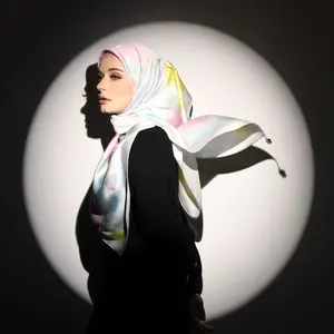 New Luxury Fashion Floral Printed Women Silk Scarf Stoles Hijab Scarves (Square, Long, Full Size)