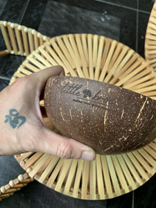 ชามอาหารธรรมชาติเป็นมิตรกับสิ่งแวดล้อมชามกะลามะพร้าวสำหรับขายเทียน Eco2go ออกแบบโลโก้ได้ตามต้องการ - Product Image 3