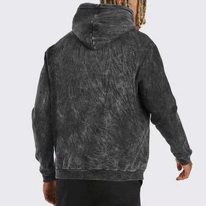 Nueva llegada de encargo desgastado Tie Dye sudaderas con capucha de gran tamaño French Terry Pullover ácido lavado Sun Faded Hoodie sólido de punto OEM - Product Image 4