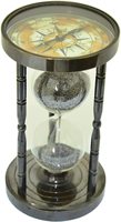 Horloge numérique artisanale en laiton finition antique avec boussole, magnifique horloge tactile bleue de style américain, sans piles