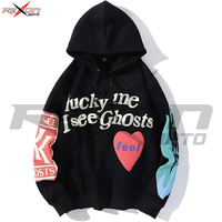 Lucky Me I See Ghosts Sweat à capuche unisexe pour couple, motif fantaisie imprimé en relief, séchage rapide, respirant, en tissu polaire, polyester et coton