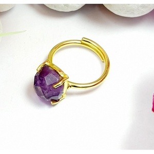 แหวนมูนสโตนสีรุ้งชุบทองเหลืองสไตล์เรียบง่าย - Product Image 6