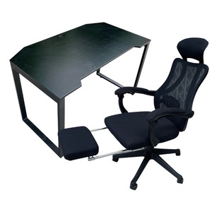 CBG68004 Combo Gaming Desk with Durable Metal Cutout Top and Comfortable Headrest Chair with <b>Footrest</b> - Product Image 1